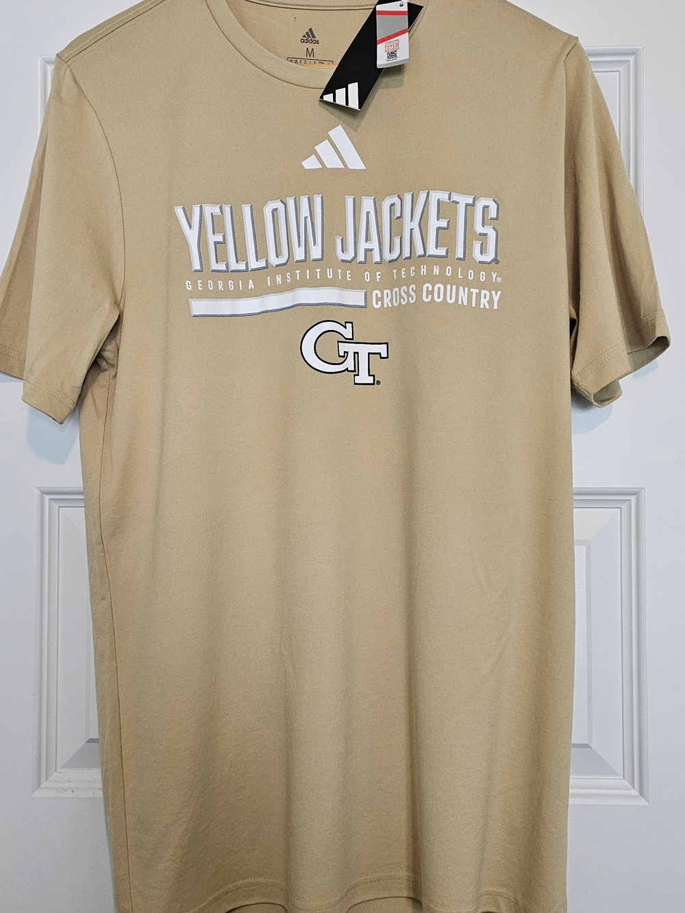 NEW!!!  MENS ADIDAS GA TECH YELLOW JACKET PRE- GAME KHAKI TEE